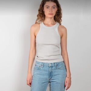 AGOLDE Bailey Ribbed Tank Top in Beige